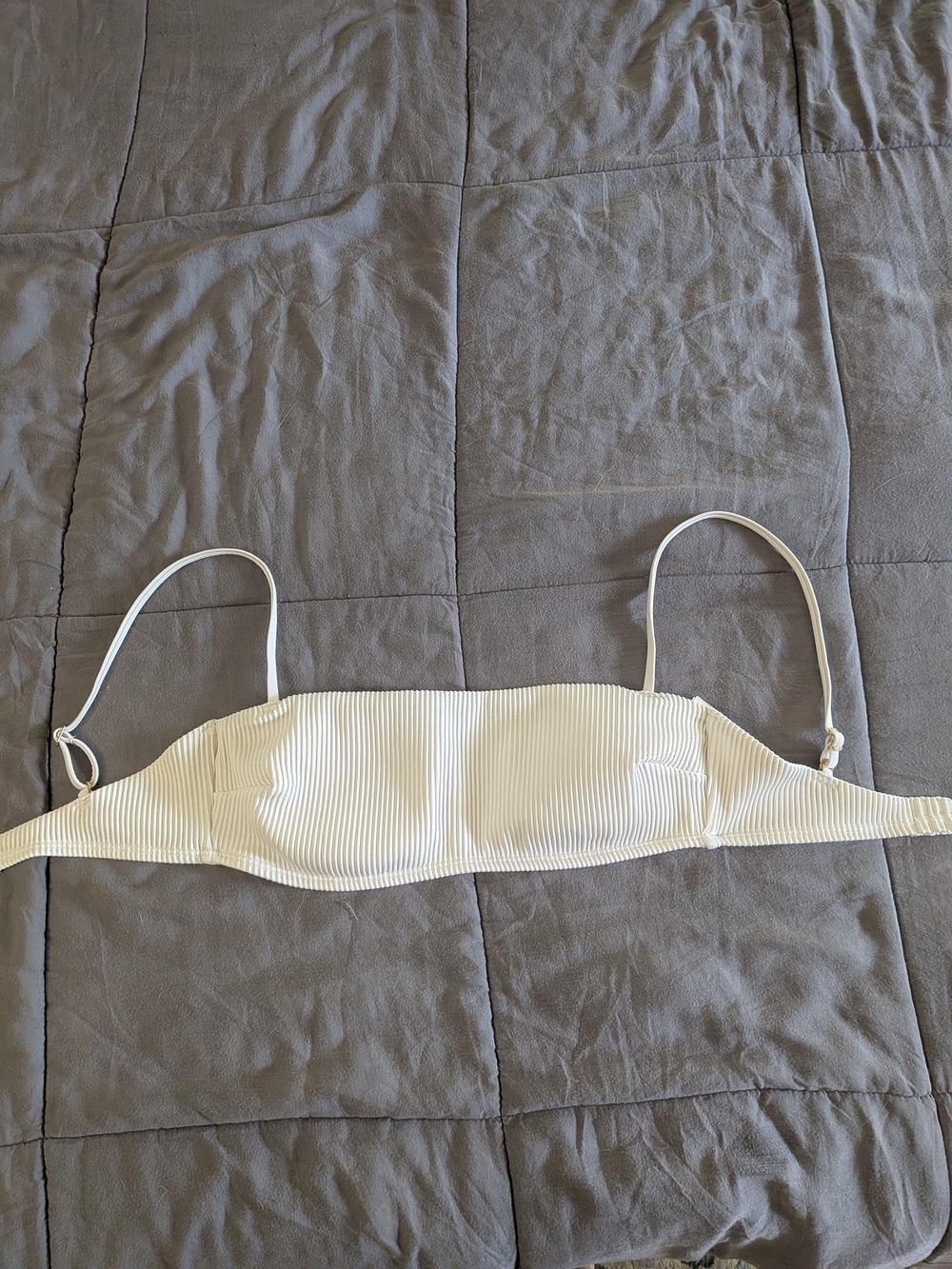 Hollister Swim Medium White Bikini Top Bando Style With Straps Summer Vacation